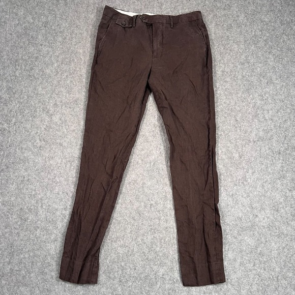 Bonobos x Guabello Libera Brown Linen Tailored Fit Pants Men's Size 32x33 - Picture 1 of 8